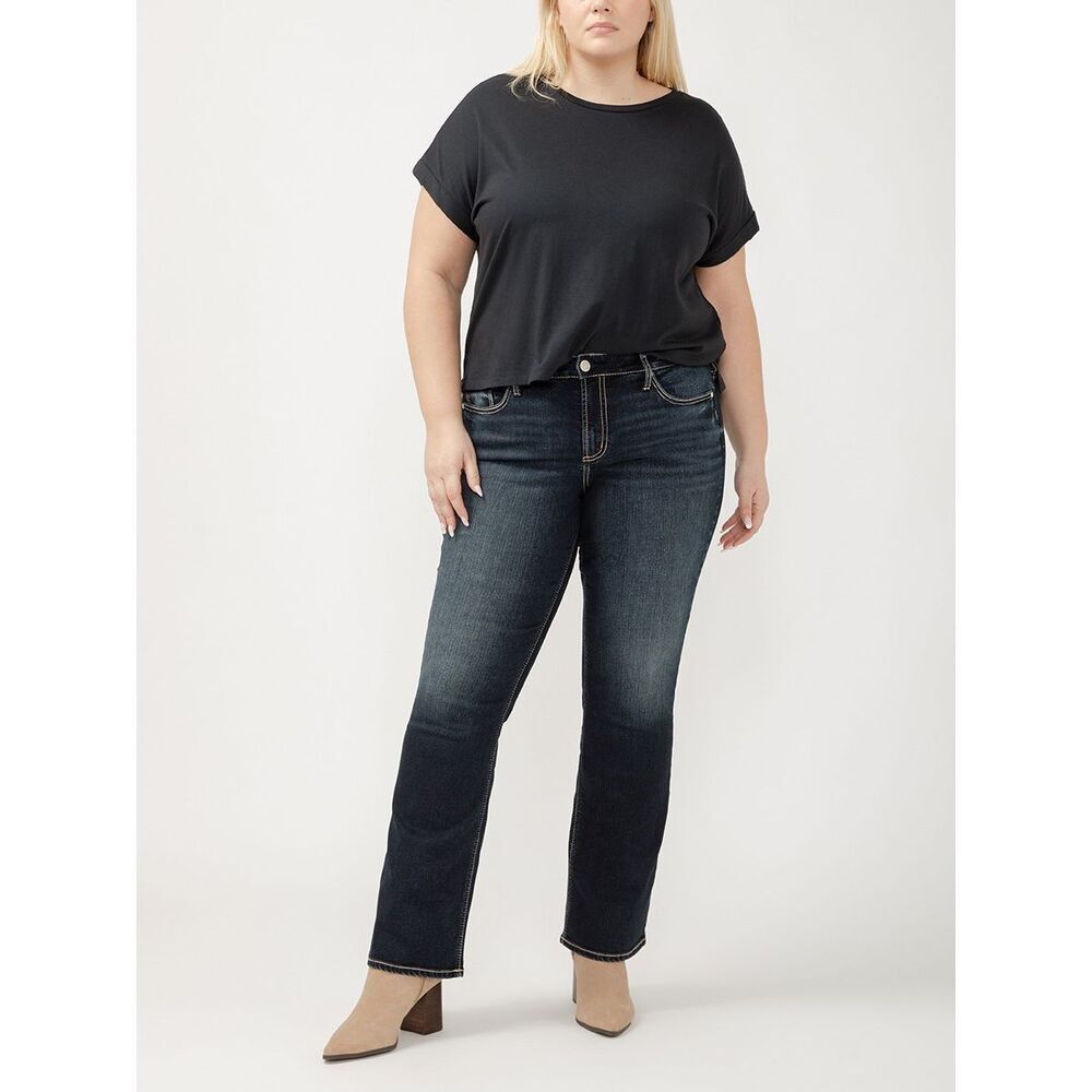 Silver Jeans Co. Suki Curvy Bootcut Denim Jeans Two Steppin Dark Wash 16W